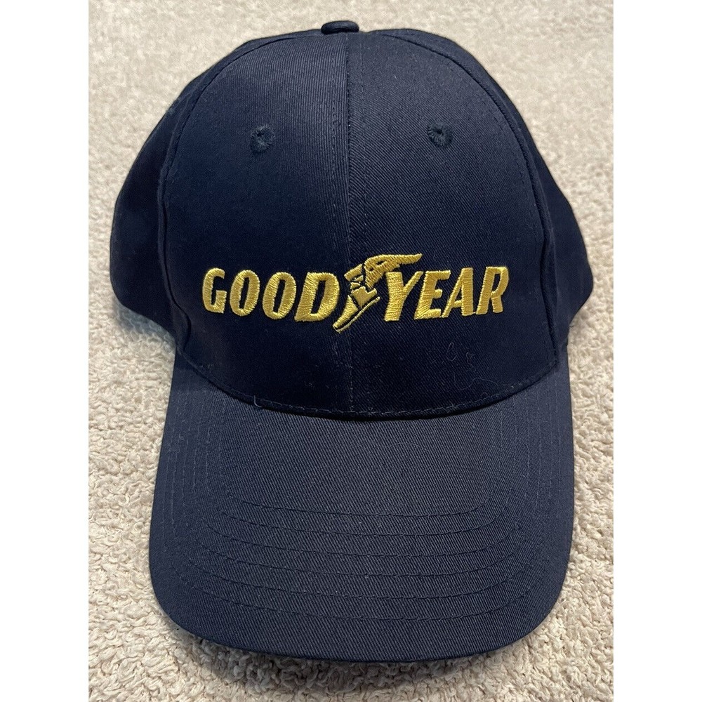 Vintage K Products Blue Goodyear Classic Wingtip Logo Snapback Hat Adult OSFA